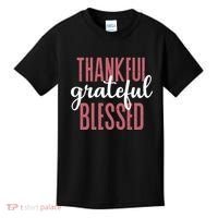 Thankful Grateful Blessed Cute Holiday Kids T-Shirt thumb 0