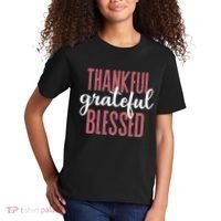 Thankful Grateful Blessed Cute Holiday Kids T-Shirt thumb 2
