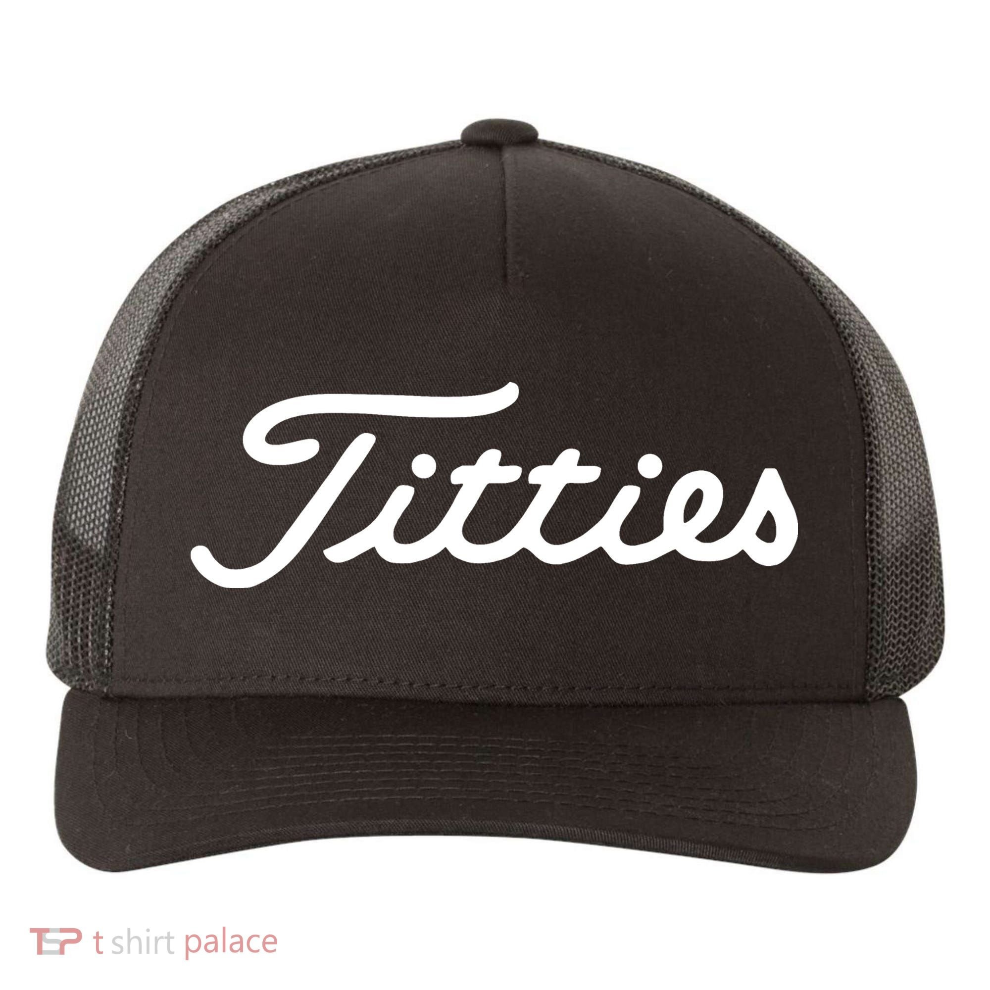 Titties Golf Bachelor Party Funny Golfing Gift Parody Yupoong Adult 5-Panel Trucker Hat