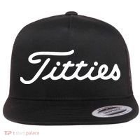 Titties Golf Bachelor Party Funny Golfing Gift Parody Flat Bill Trucker Hat thumb 0