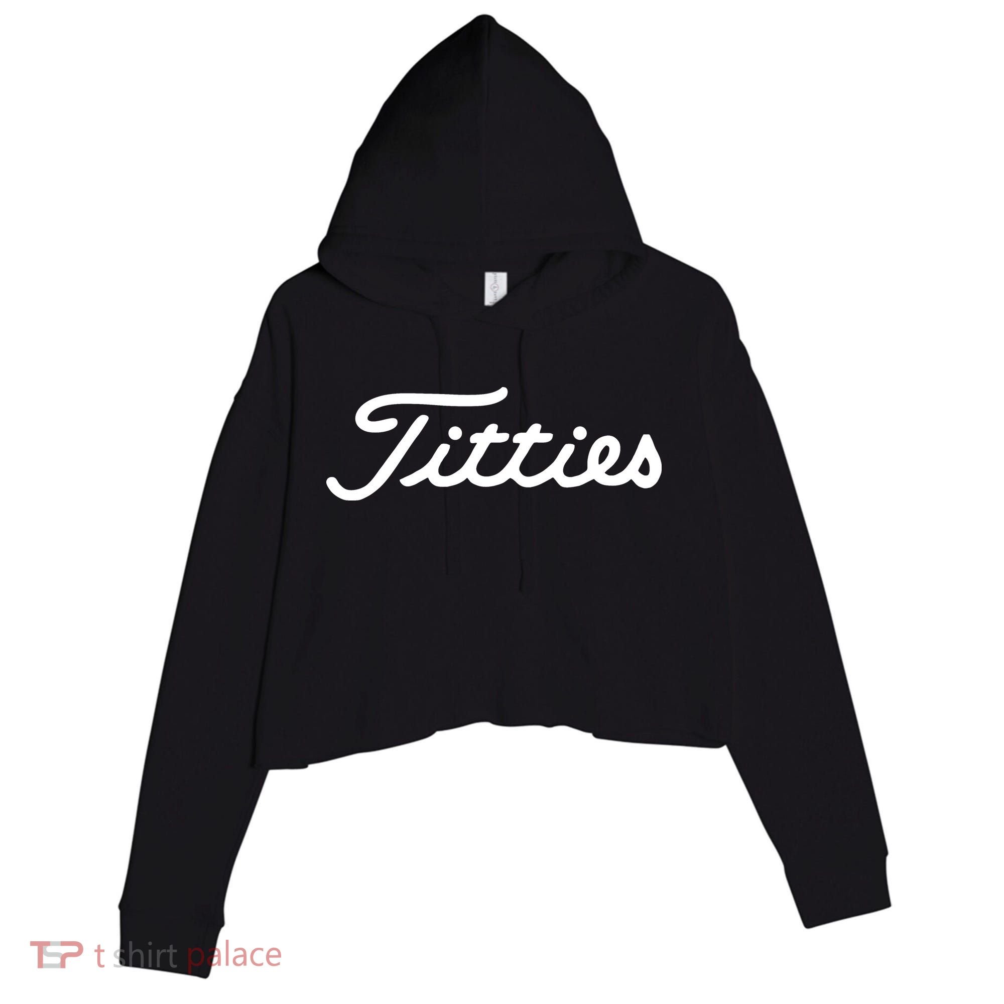 Titties Golf Bachelor Party Funny Golfing Gift Parody Crop Fleece Hoodie
