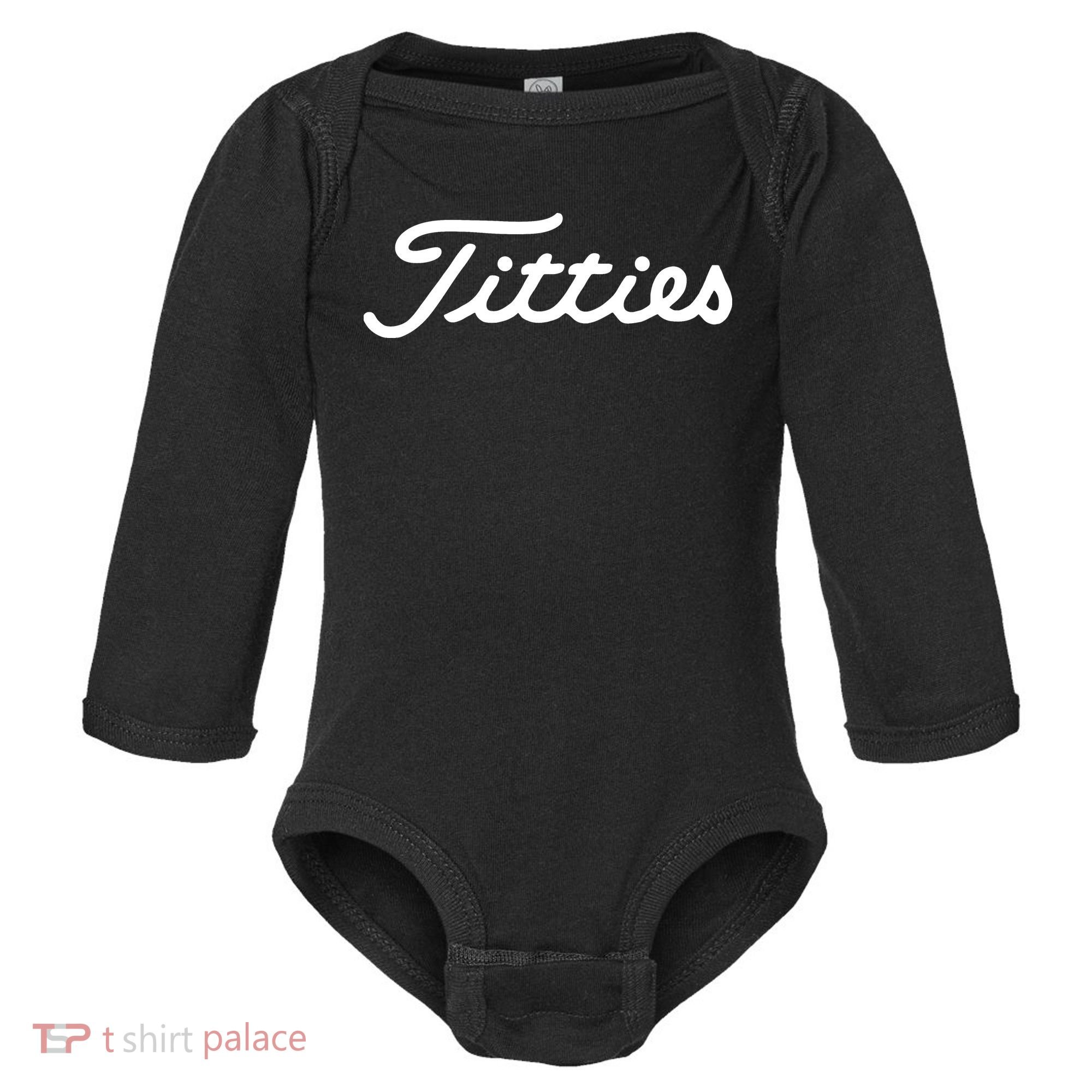 Titties Golf Bachelor Party Funny Golfing Gift Parody Baby Long Sleeve Bodysuit