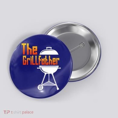The Grillfather Barbecue Grill Master Smoker Funny Bbq Dad Gift Button