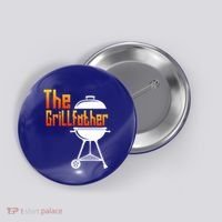 The Grillfather Barbecue Grill Master Smoker Funny Bbq Dad Gift Button thumb 0