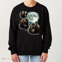 Three Grizzly Bears Howl At Moon Starry Mountain Forest Bear Women's Sweatshirt thumb 0