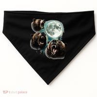 Three Grizzly Bears Howl At Moon Starry Mountain Forest Bear USA-Made Doggie Bandana thumb 0