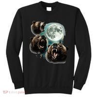 Three Grizzly Bears Howl At Moon Starry Mountain Forest Bear Sweatshirt thumb 0