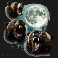 Three Grizzly Bears Howl At Moon Starry Mountain Forest Bear Sweatshirt thumb 3