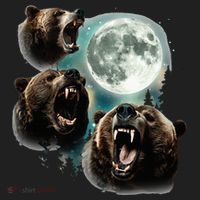 Three Grizzly Bears Howl At Moon Starry Mountain Forest Bear Beanie thumb 2