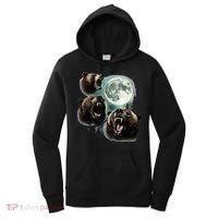 Three Grizzly Bears Howl At Moon Starry Mountain Forest Bear Women's Hoodie thumb 0