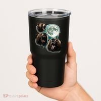 Three Grizzly Bears Howl At Moon Starry Mountain Forest Bear Tumbler thumb 2