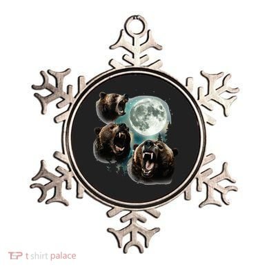 Three Grizzly Bears Howl At Moon Starry Mountain Forest Bear Ornament