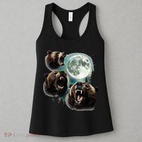 Three Grizzly Bears Howl At Moon Starry Mountain Forest Bear Women's Tank Top thumb 3