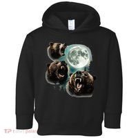 Three Grizzly Bears Howl At Moon Starry Mountain Forest Bear Toddler Hoodie thumb 0