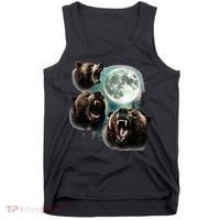Three Grizzly Bears Howl At Moon Starry Mountain Forest Bear Tank Top thumb 0