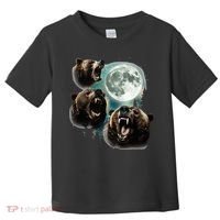 Three Grizzly Bears Howl At Moon Starry Mountain Forest Bear Toddler T-Shirt thumb 0