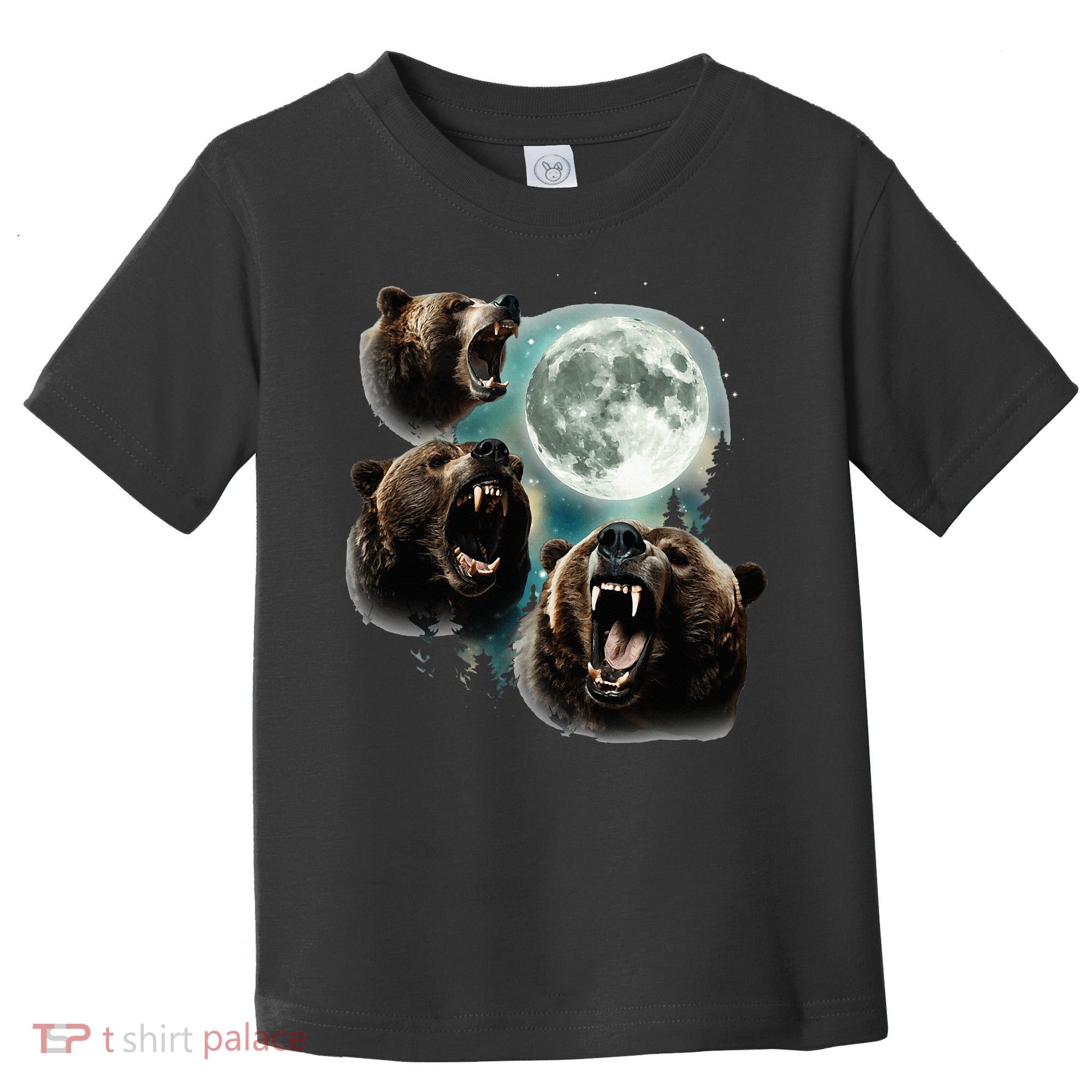 Three Grizzly Bears Howl At Moon Starry Mountain Forest Bear Toddler T-Shirt