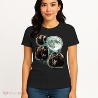 Three Grizzly Bears Howl At Moon Starry Mountain Forest Bear Women's T-Shirt thumb 4