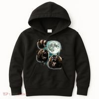 Three Grizzly Bears Howl At Moon Starry Mountain Forest Bear Kids Hoodie thumb 0