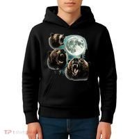 Three Grizzly Bears Howl At Moon Starry Mountain Forest Bear Kids Hoodie thumb 4