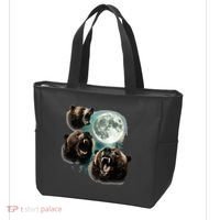 Three Grizzly Bears Howl At Moon Starry Mountain Forest Bear Tote Bag thumb 3