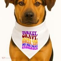 Turkey Gravy Beans And Rolls Let Me See That Casserole USA-Made Doggie Bandana thumb 1