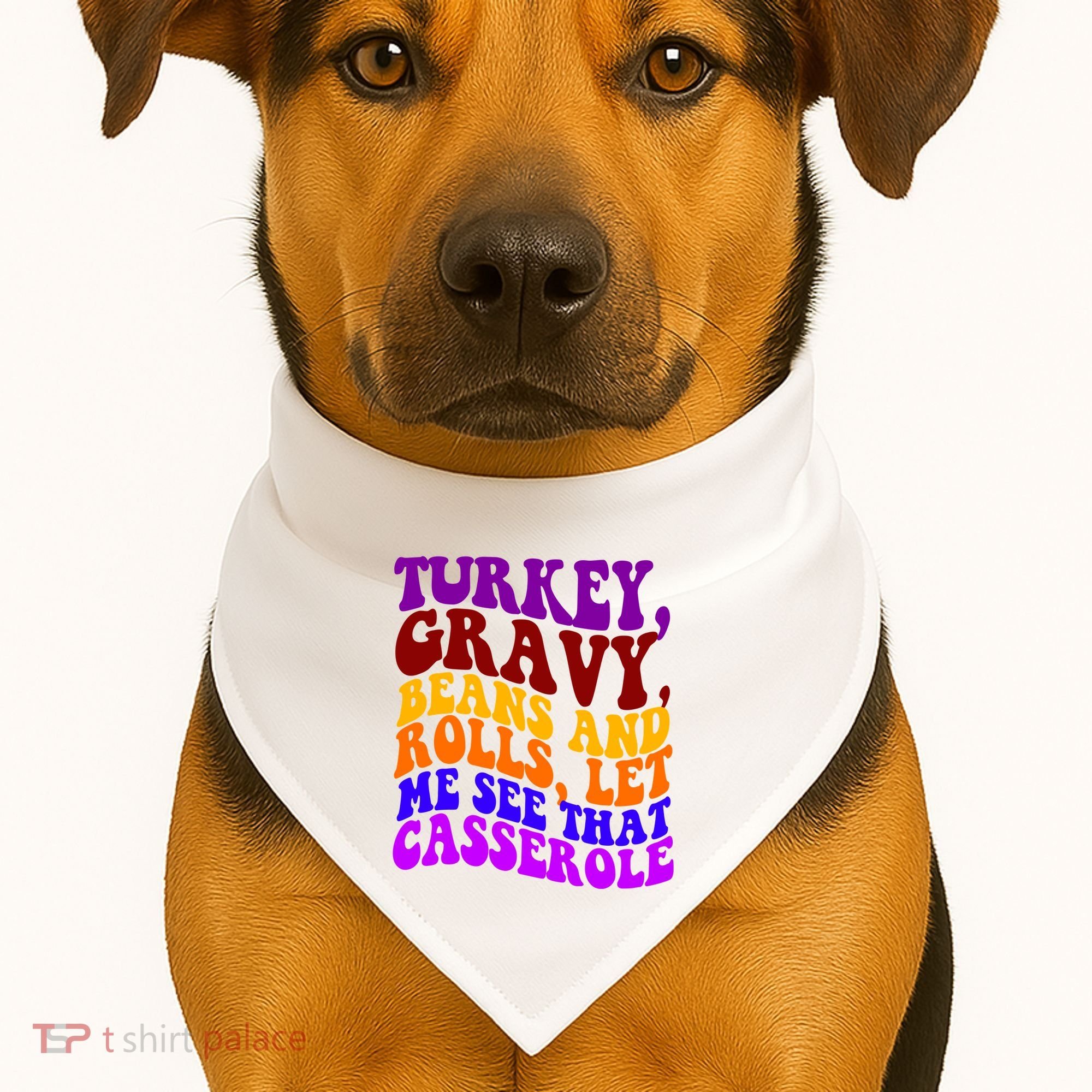 Turkey Gravy Beans And Rolls Let Me See That Casserole USA-Made Doggie Bandana
