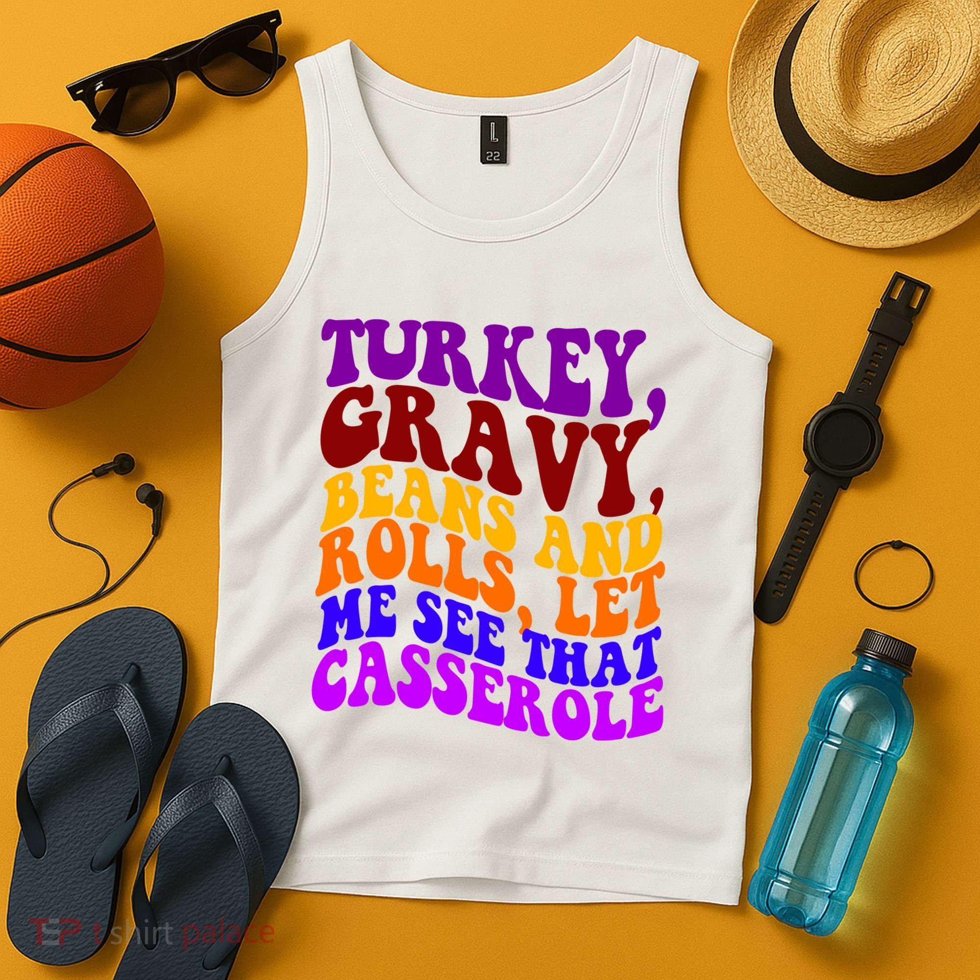 Turkey Gravy Beans And Rolls Let Me See That Casserole Tank Top