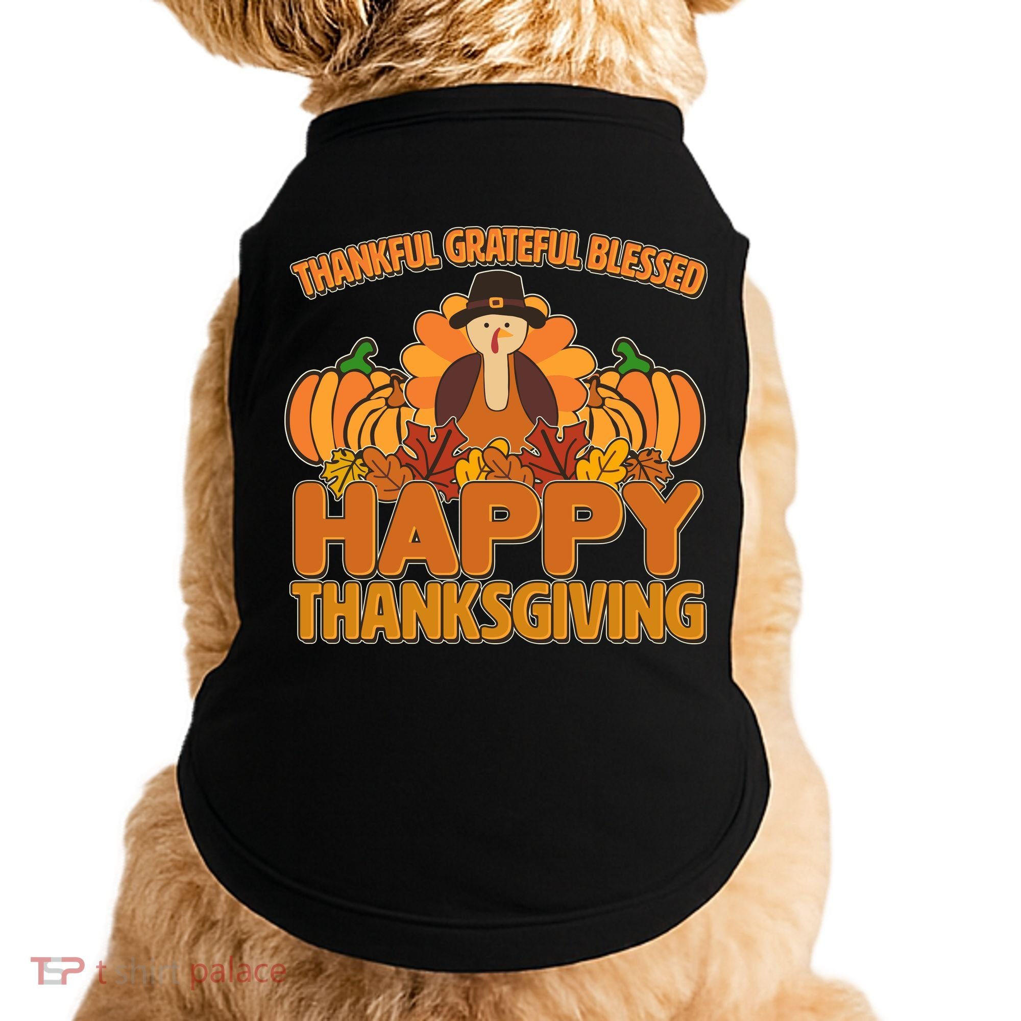 Thankful Grateful Blessed Happy Thanksgiving Turkey Doggie Tank