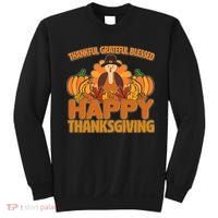 Thankful Grateful Blessed Happy Thanksgiving Turkey Sweatshirt thumb 0