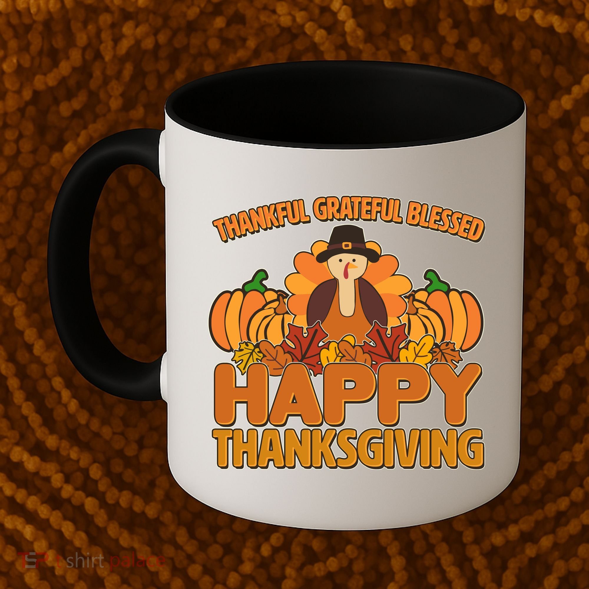 Thankful Grateful Blessed Happy Thanksgiving Turkey Coffee Mug