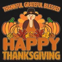 Thankful Grateful Blessed Happy Thanksgiving Turkey Women's Hoodie thumb 2