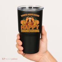 Thankful Grateful Blessed Happy Thanksgiving Turkey Tumbler thumb 2