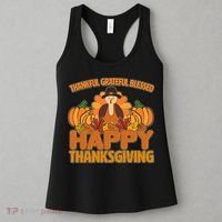 Thankful Grateful Blessed Happy Thanksgiving Turkey Women's Tank Top thumb 3