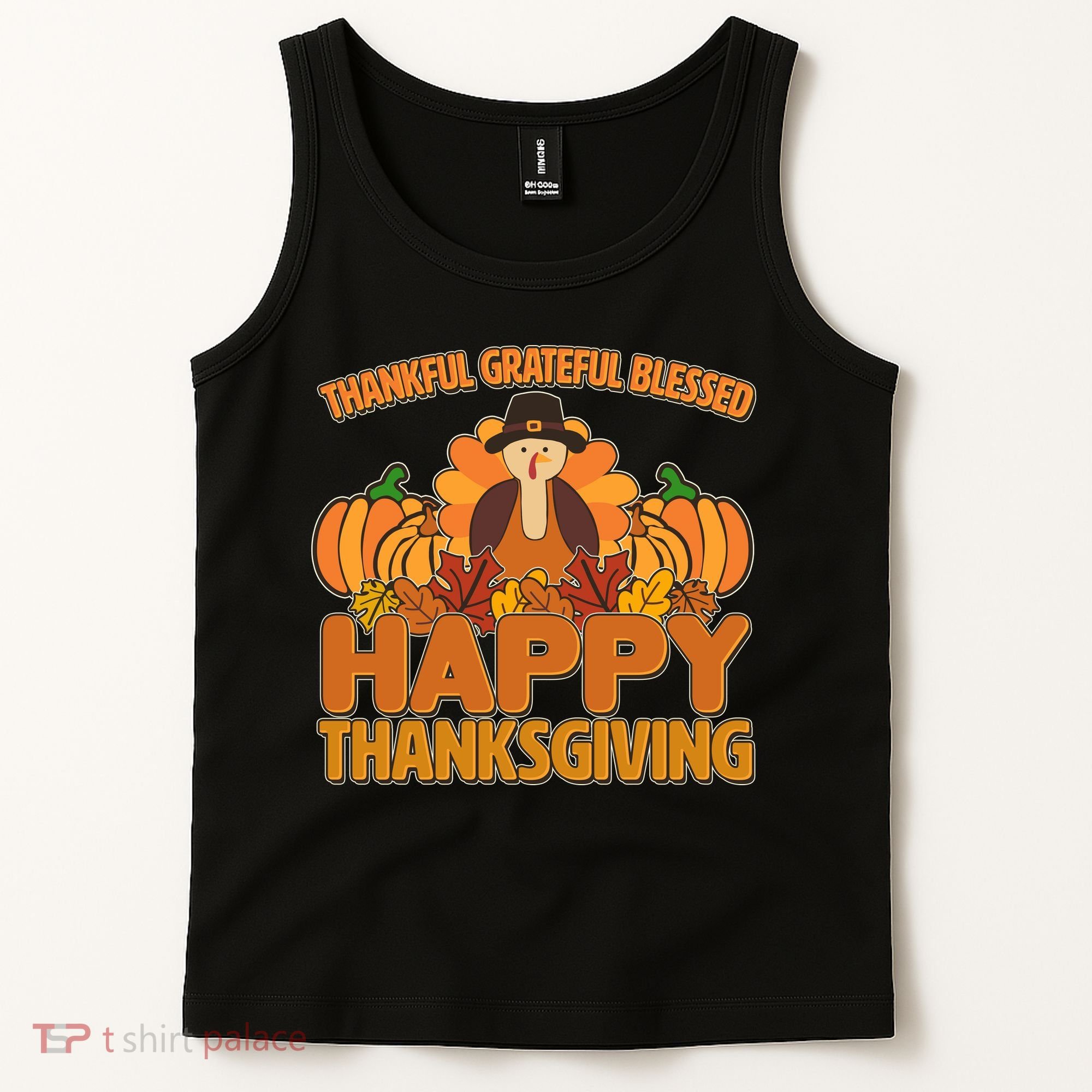 Thankful Grateful Blessed Happy Thanksgiving Turkey Tank Top