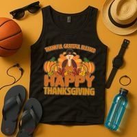 Thankful Grateful Blessed Happy Thanksgiving Turkey Tank Top thumb 4