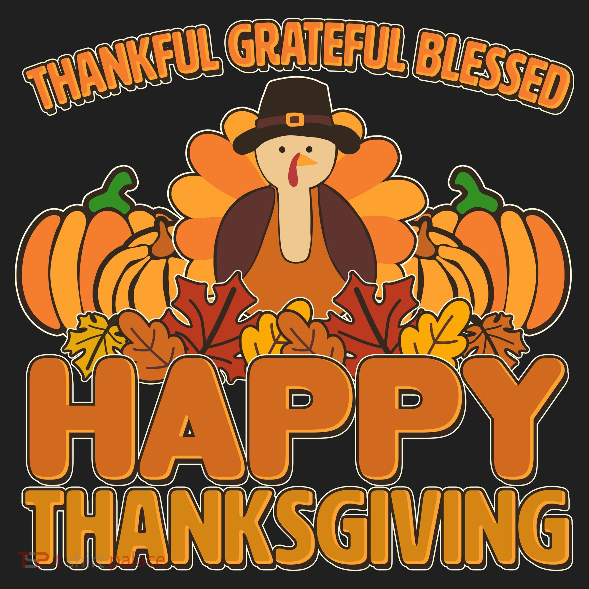 Thankful Grateful Blessed Happy Thanksgiving Turkey Golf Towel