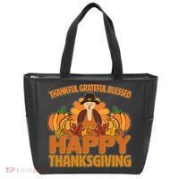 Thankful Grateful Blessed Happy Thanksgiving Turkey Tote Bag thumb 0