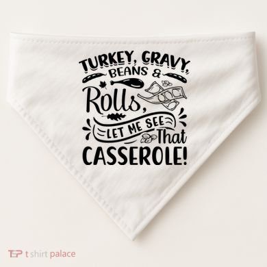 Turkey Gravy Beans & Rolls For Thanksgiving USA-Made Doggie Bandana