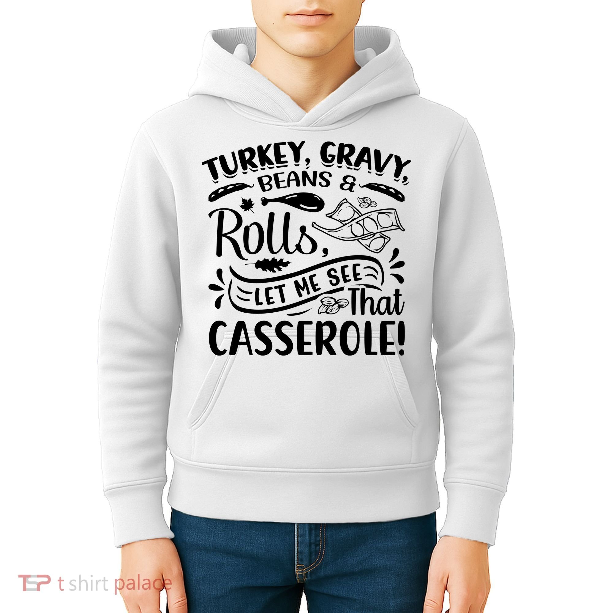 Turkey Gravy Beans & Rolls For Thanksgiving Kids Hoodie