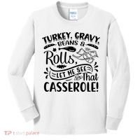 Turkey Gravy Beans & Rolls For Thanksgiving Kids Long Sleeve Shirt thumb 0