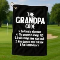 The Grandpa Code Cool Best Grandfather Humor Joke Golf Towel thumb 1