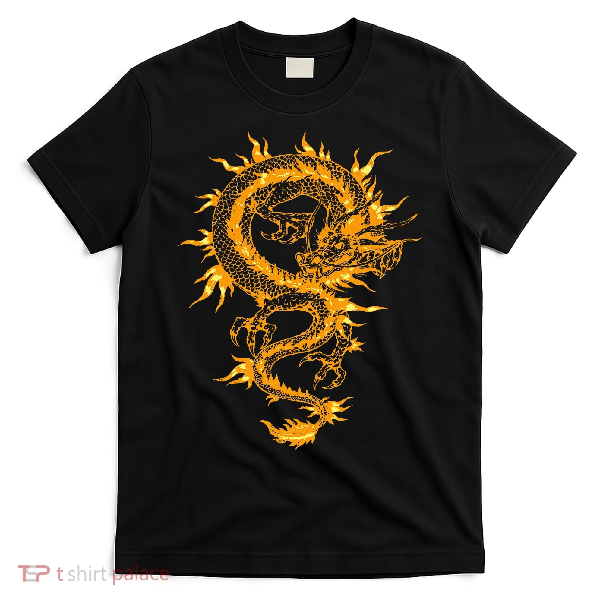 Traditional Golden Chinese Asian Culture Dragon Silhouette  T-Shirt