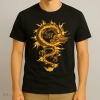 Traditional Golden Chinese Asian Culture Dragon Silhouette  T-Shirt thumb 3