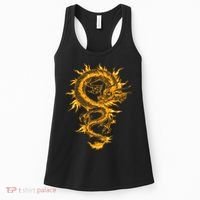 Traditional Golden Chinese Asian Culture Dragon Silhouette  Women's Tank Top thumb 0