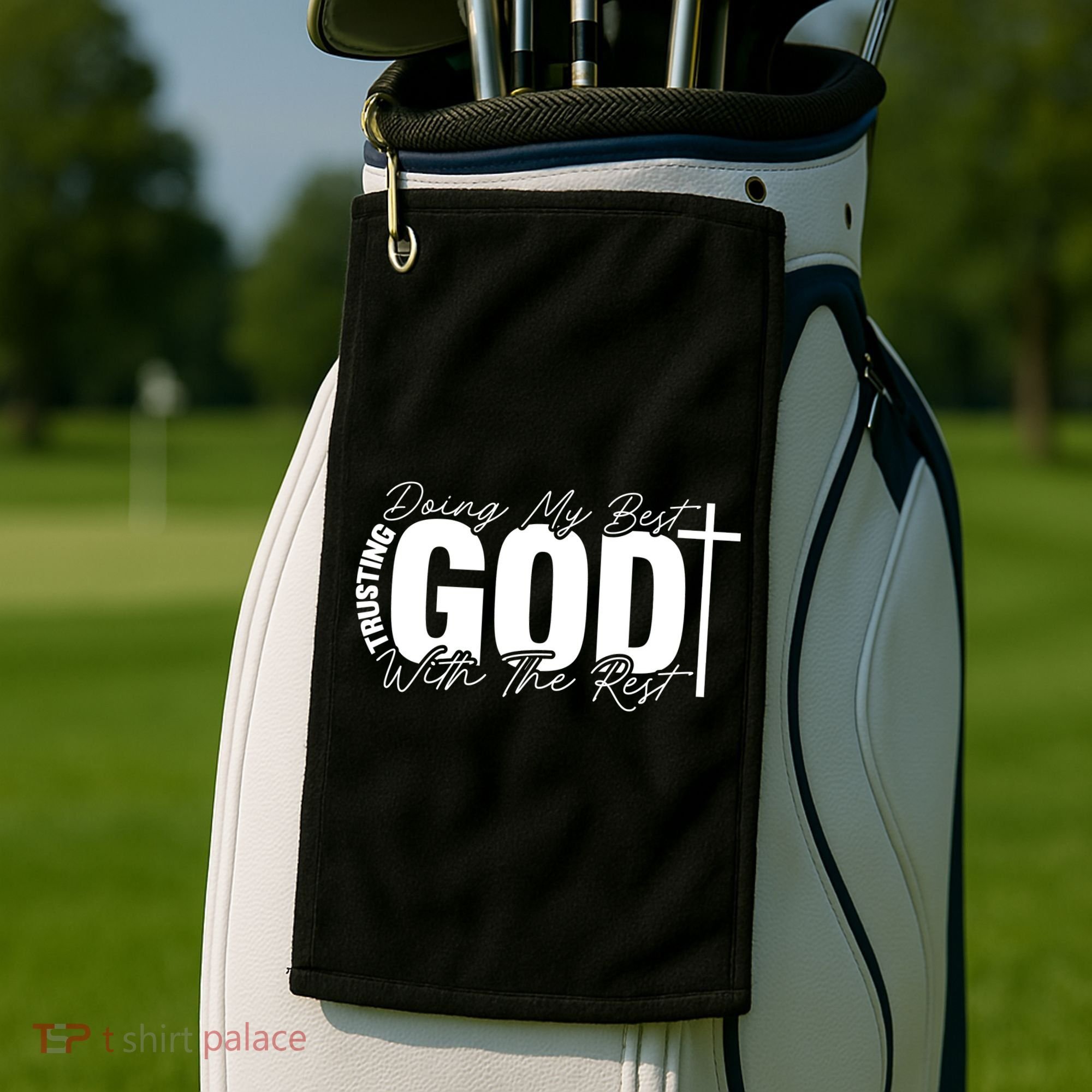 Trusting God Christian Quote Golf Towel