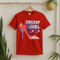 Trump Girl Cute High Heel American Usa Flag T-Shirt thumb 2