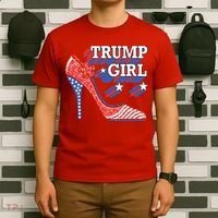 Trump Girl Cute High Heel American Usa Flag T-Shirt thumb 6