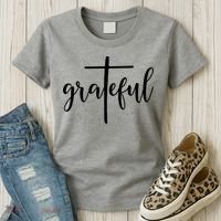 The Grateful Cross Faith Christian Religious Jesus Easter Women's T-Shirt thumb 3