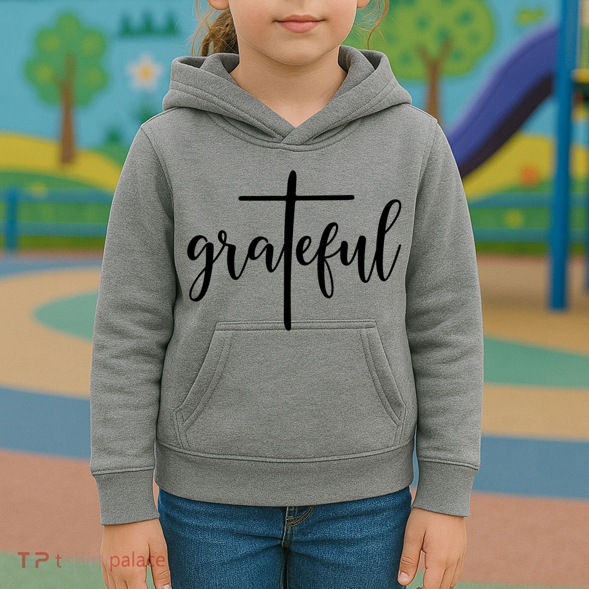 The Grateful Cross Faith Christian Religious Jesus Easter Kids Hoodie